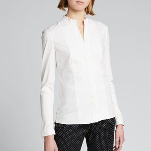 Akris Punto Split Neck Jersey Button Down Shirt 12